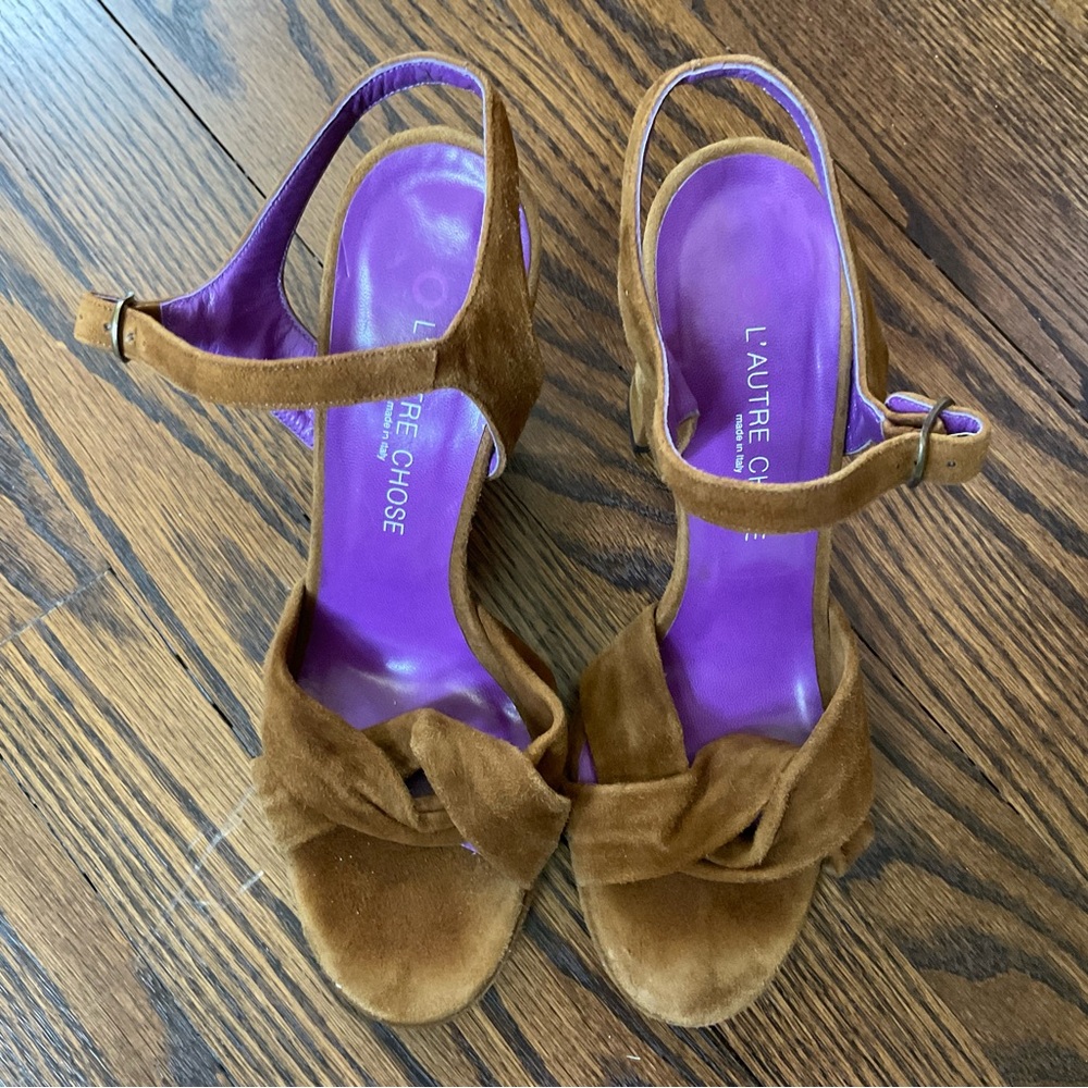 Brown Knotted Slingback Sandals